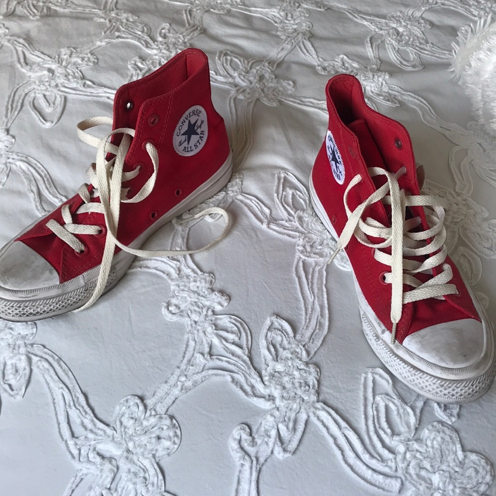 Red Converse high tops